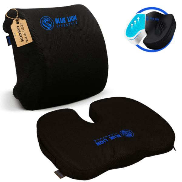 Orthopedisch zitkussen met ergonomische rugsteun - Set + Gel